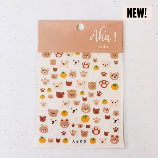 Kawaii Nail Stickers "Orange Bear"