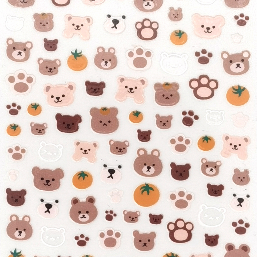 Kawaii Nail Stickers "Orange Bear"