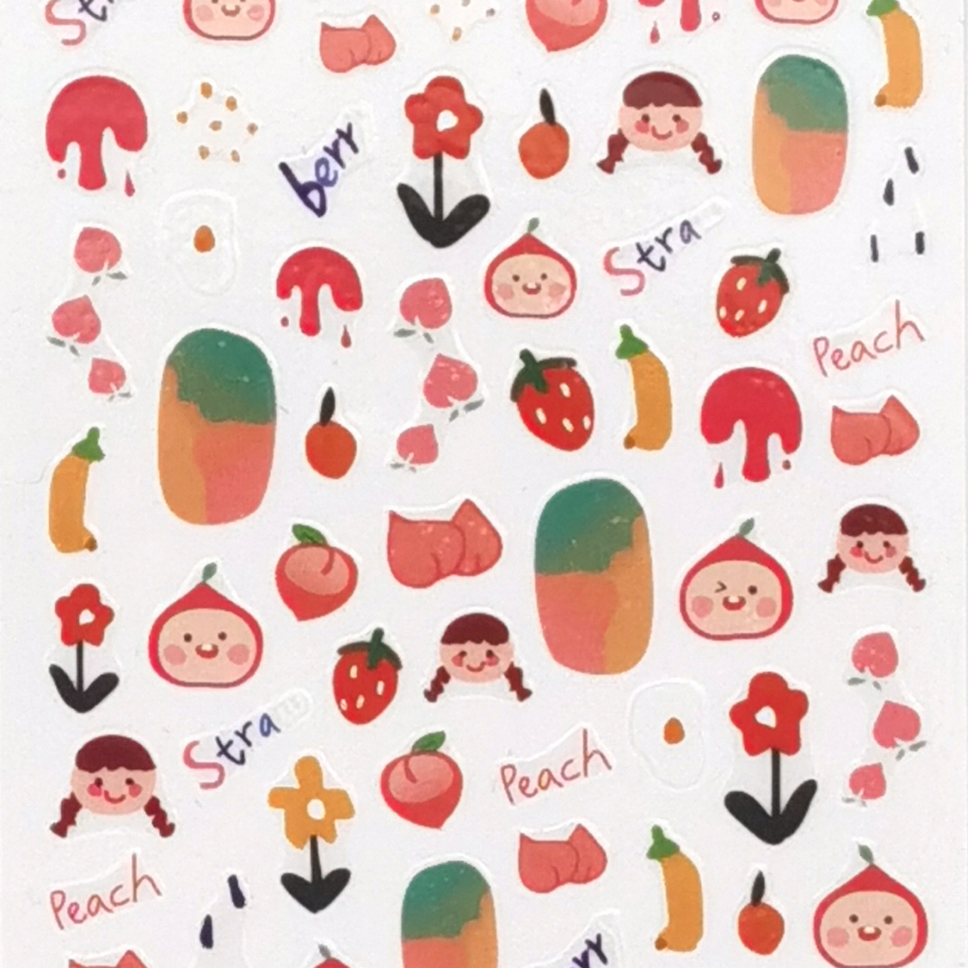 Kawaii Nail Stickers "Peachy Love"