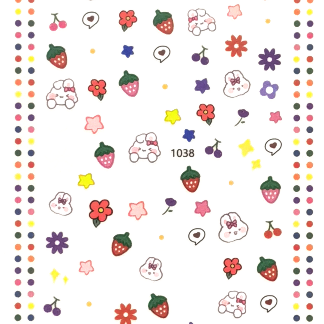 Kawaii Nail Stickers "Strawberry Bunny"