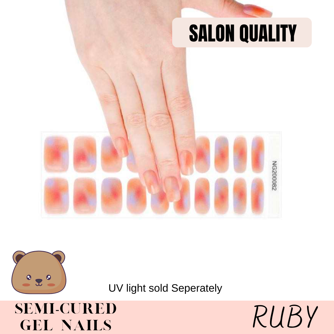 Semi-cured gel nails "Ruby"